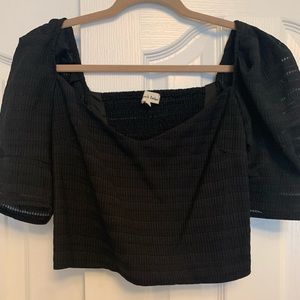 Black Aaron and Amber Cropped Puff Sleeve Top